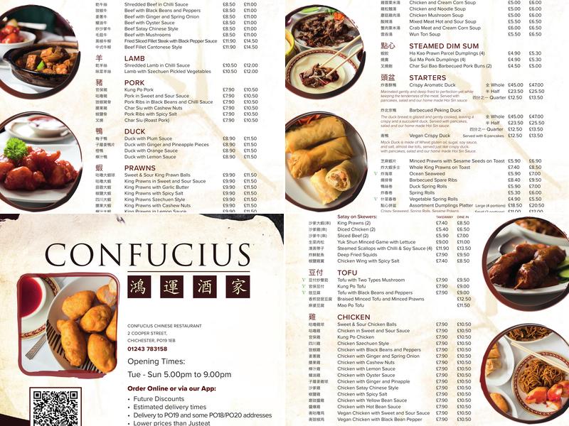 Confucius Chinese Restaurant Menu