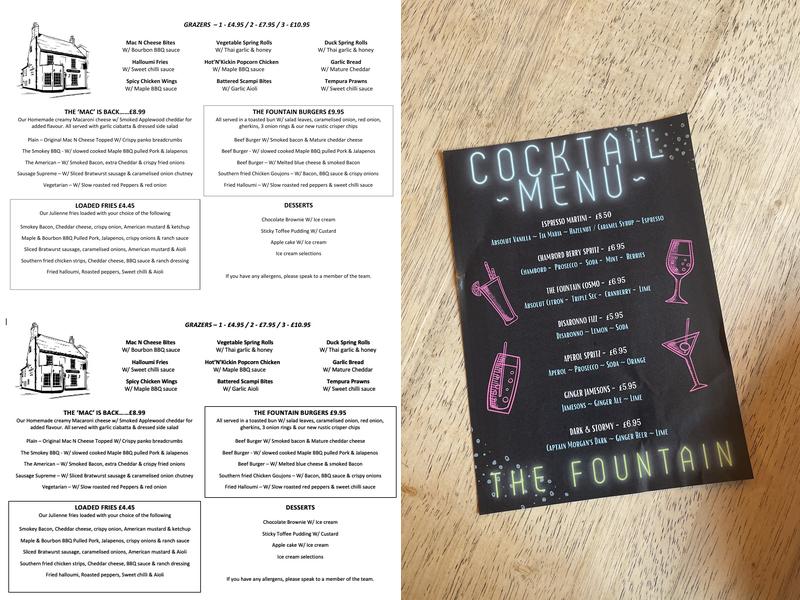 The Fountain Menu