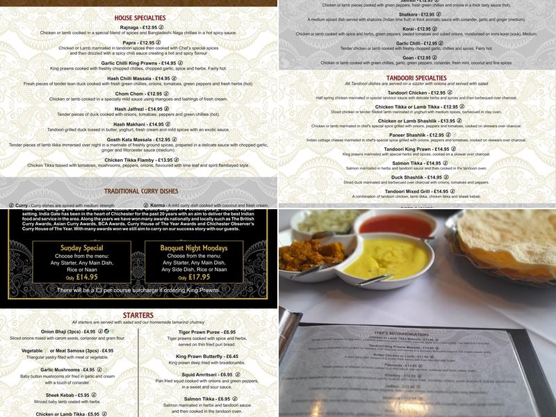 India Gate Menu