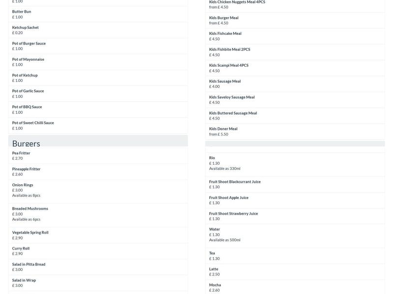 The Lighthouse Fish & Chips Menu