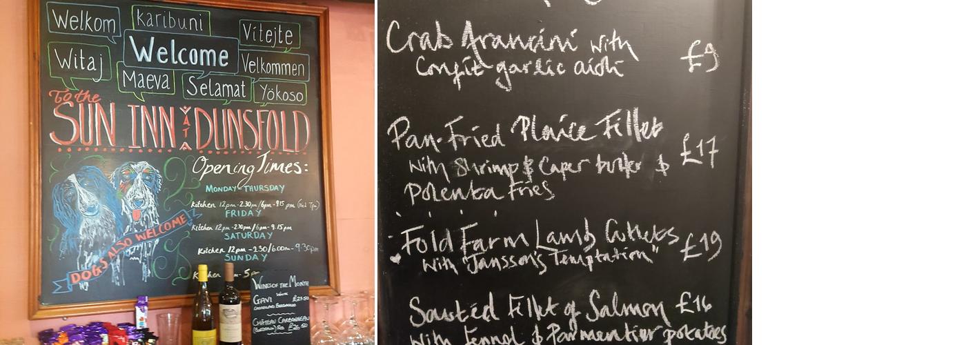 The Sun Inn Menu
