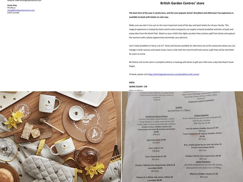 Chilton Garden Centre Restaurant Menu