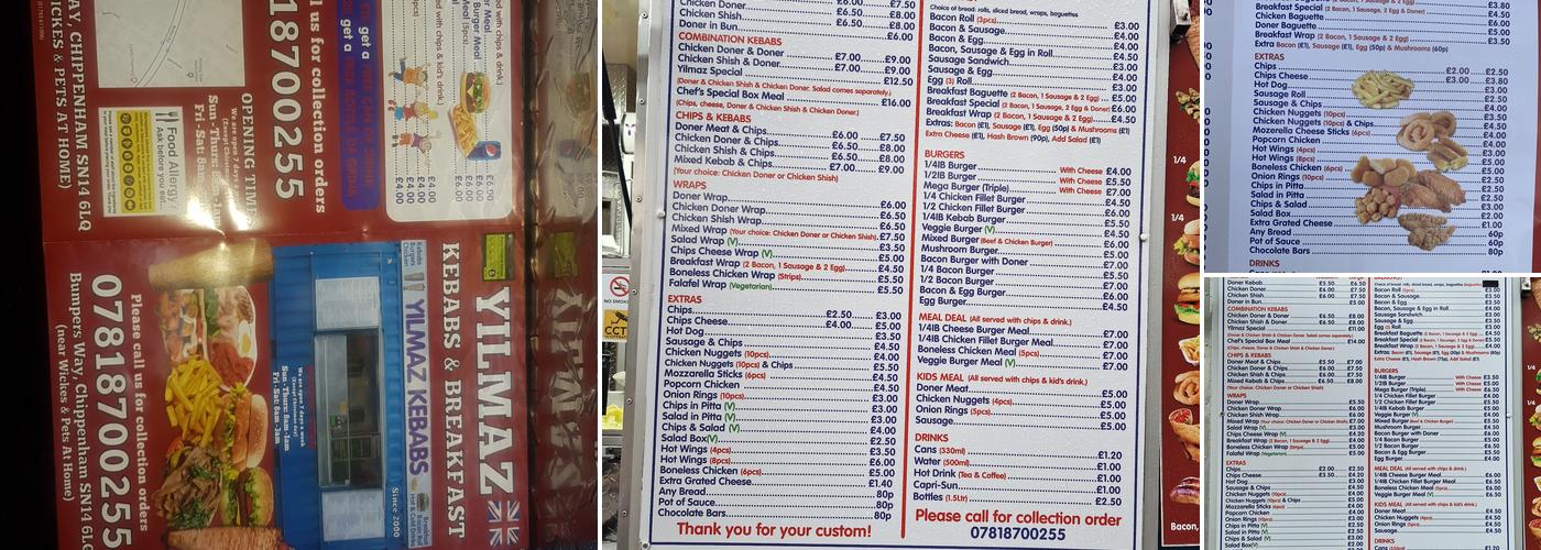 Yilmaz Kebabs & Breakfast Menu