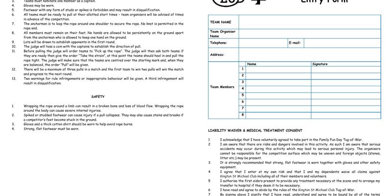 Kington St Michael Club & Institute Menu