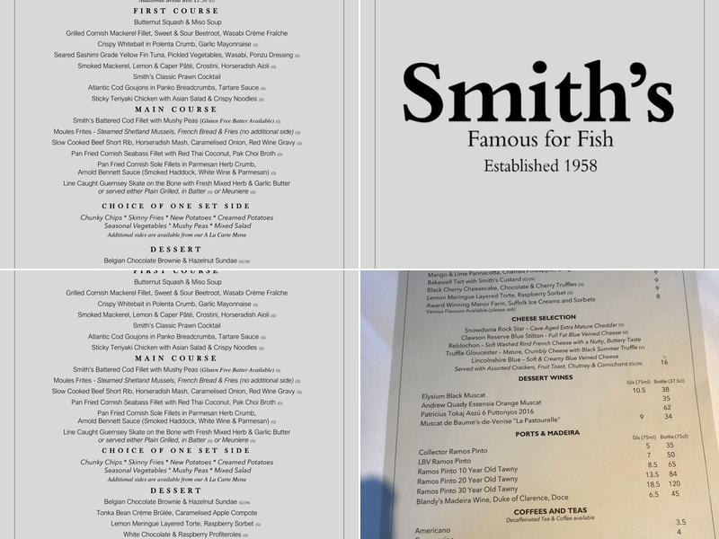 Smith's of Ongar Menu