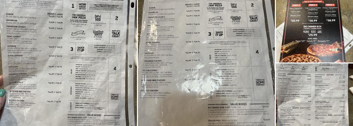Pizza Hut Menu
