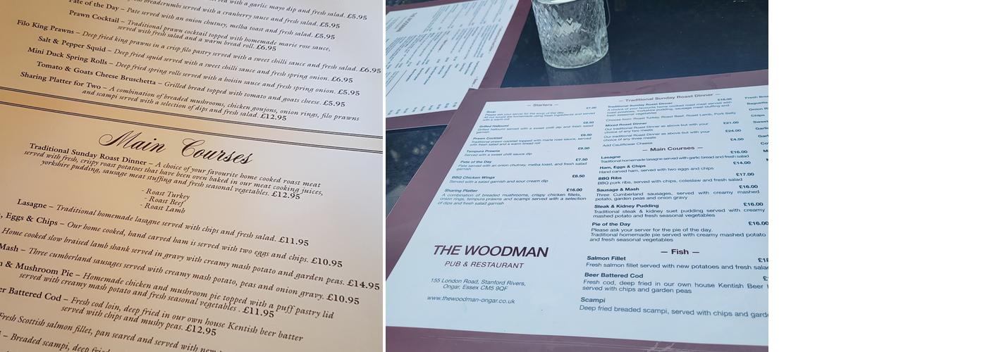 The Woodman Menu