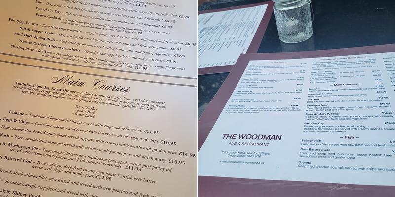 The Woodman Menu