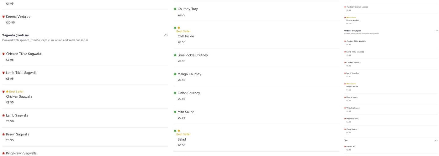 Castle Tandoori Chirk Menu