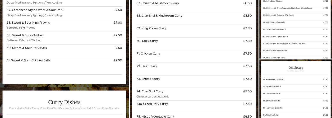 Chirk Chinese - The Steak Bar Menu