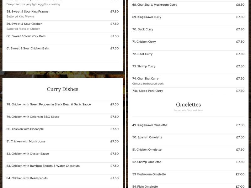 Chirk Chinese - The Steak Bar Menu