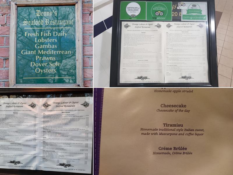 Dennys Lobster & Oyster Seafood Restaurant Menu