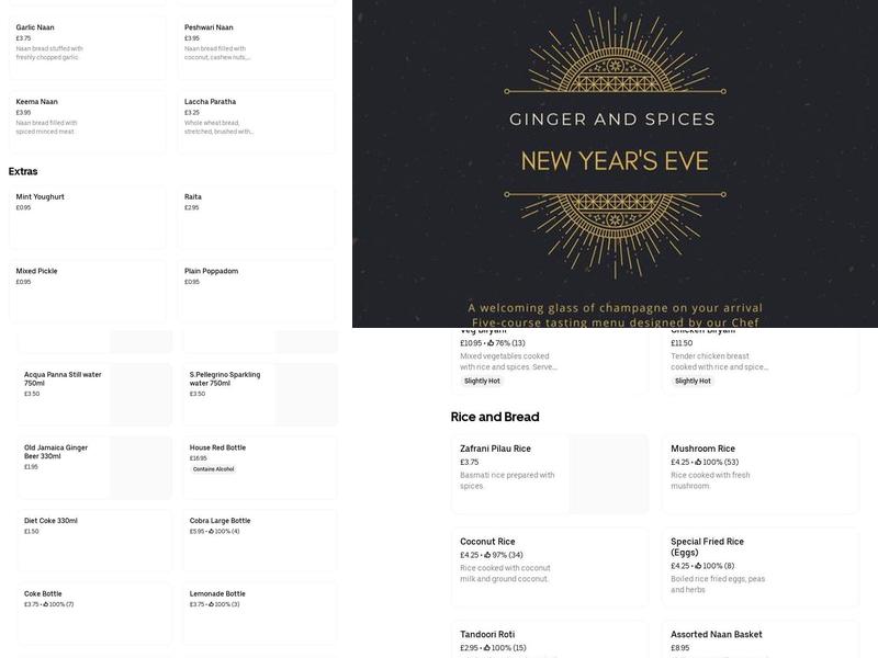 Ginger & Spices Menu