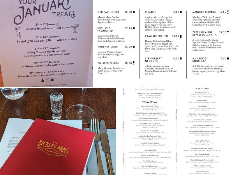 The Bickley Arms Menu