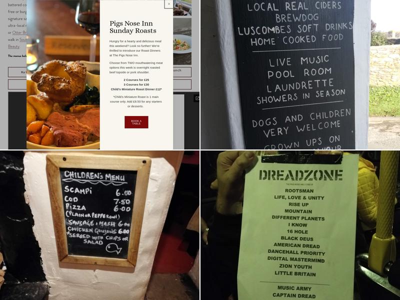 The Pigs Nose Inn Menu