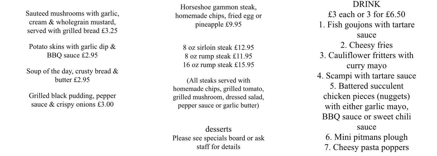 Foresters Arms Menu