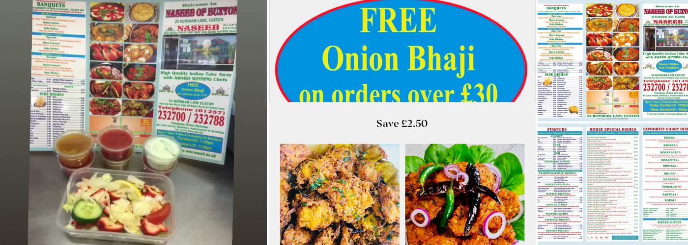 Naseeb Indian Take Away Menu