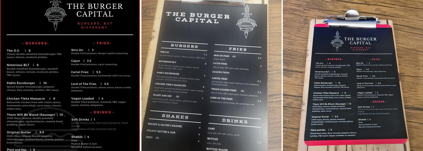 The Burger Capital Menu