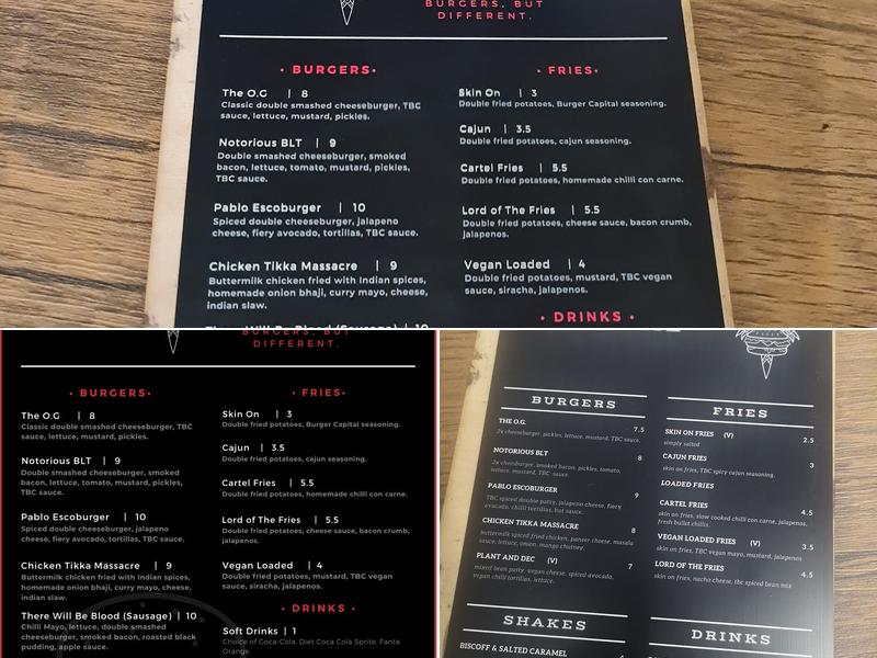 The Burger Capital Menu