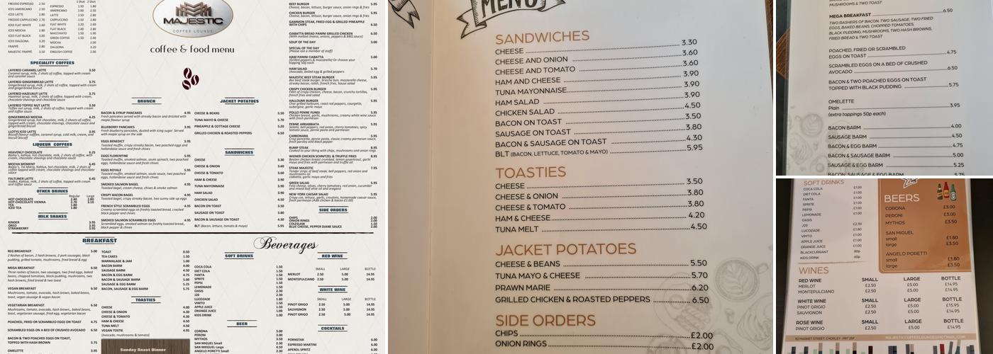 Majestic Coffee Lounge Menu
