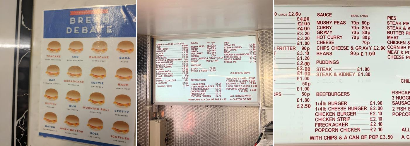 Browns Fish & Chips. Menu