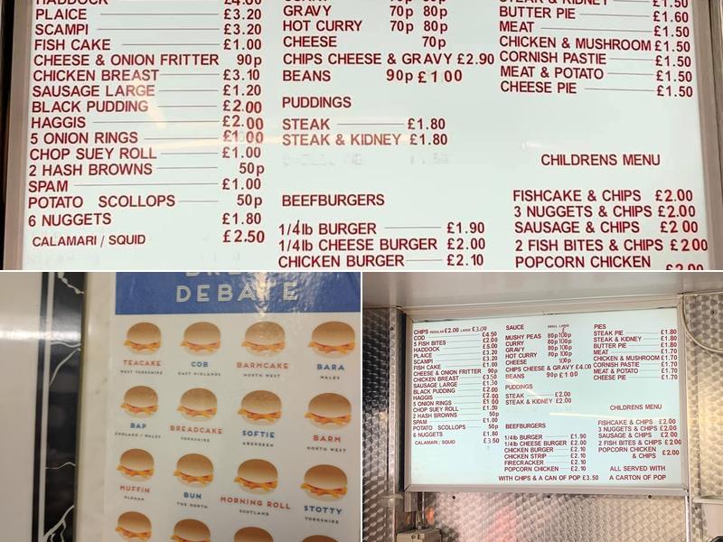 Browns Fish & Chips. Menu