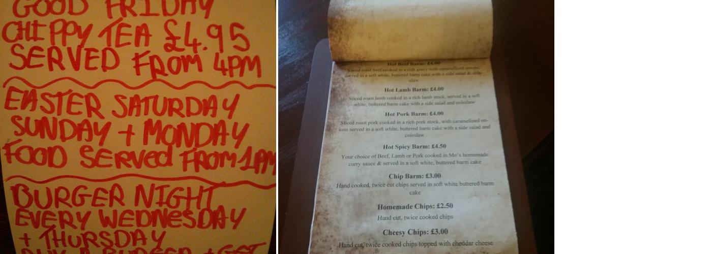 The Red Lion at Wheelton Menu