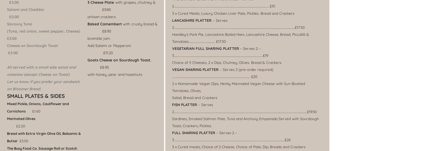 Riley's Taproom and Wine Bar Menu