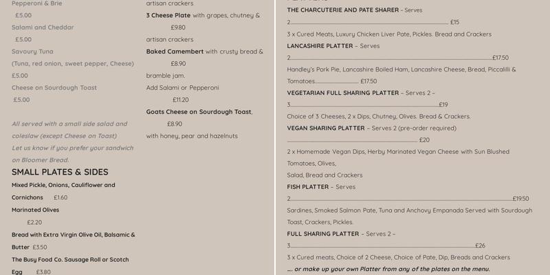 Riley's Taproom and Wine Bar Menu