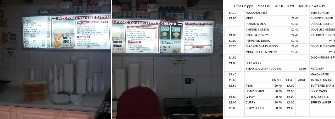 The Little Chippy Menu