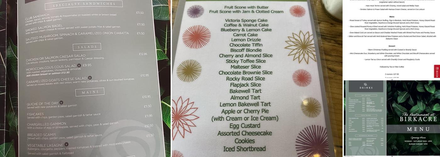 Birkacre Restaurant/Cafe Menu