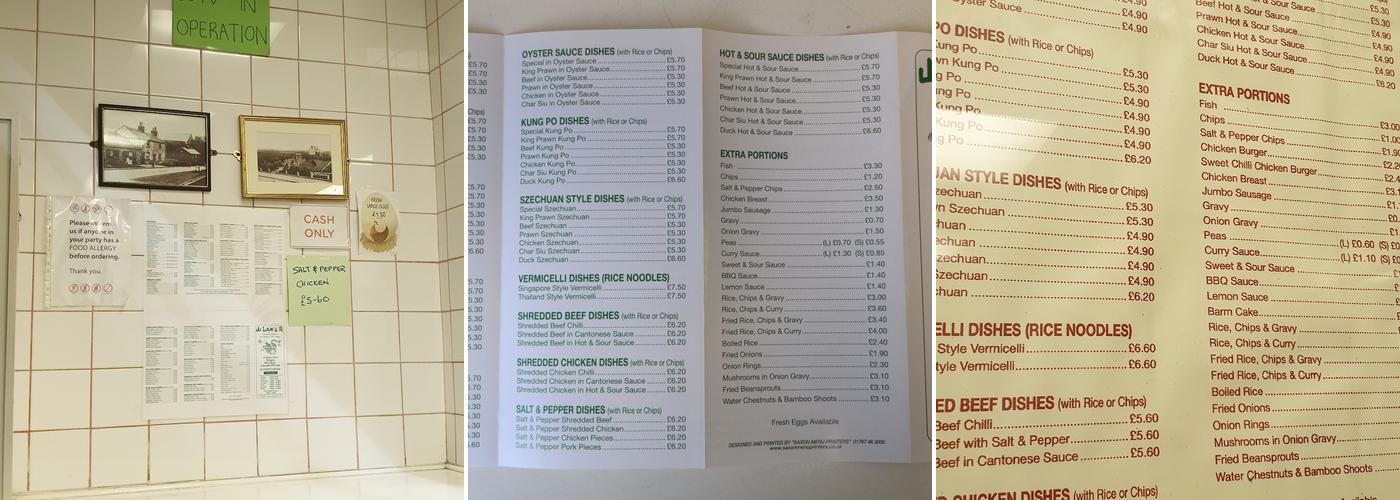 Lam's Chinese Takeaway Menu