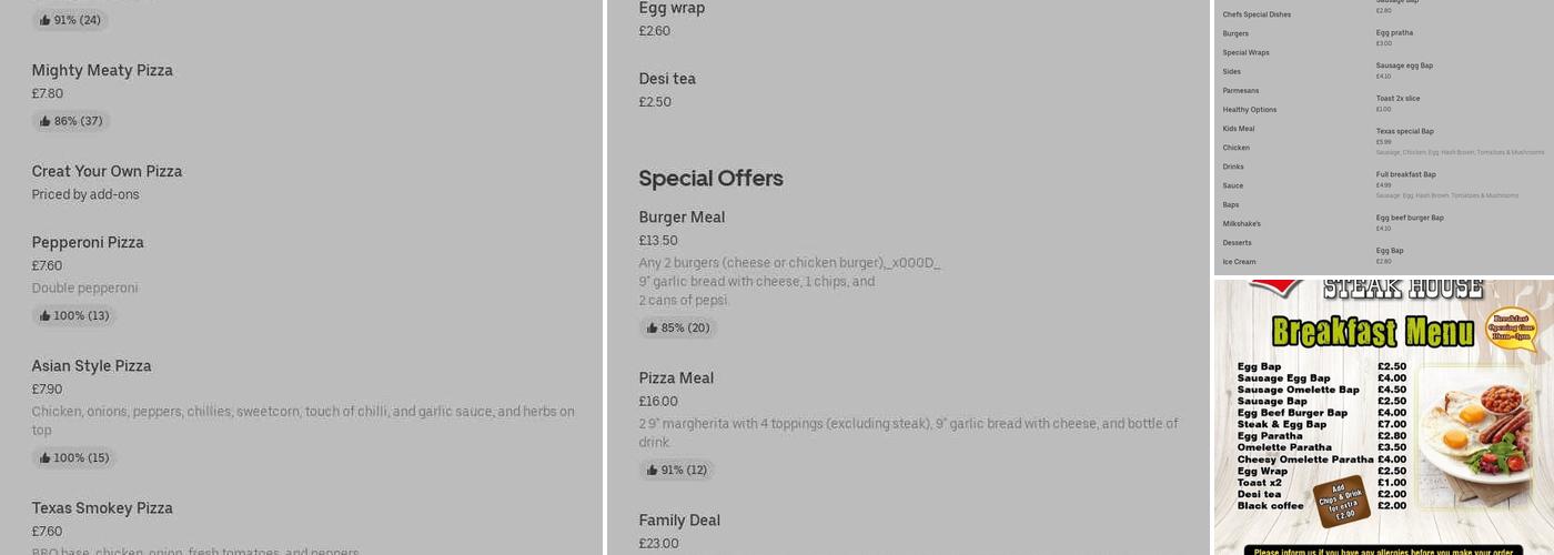 Texas Steak House Menu