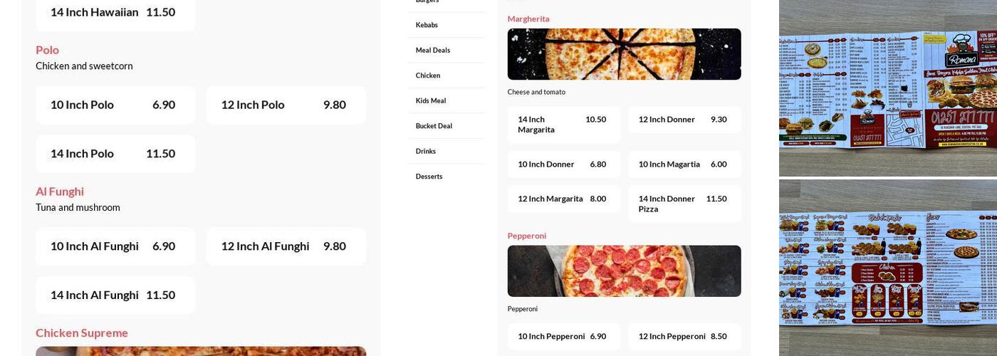 Romana Takeaway LTD Menu