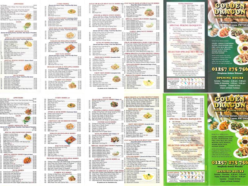 The Golden Dragon Menu