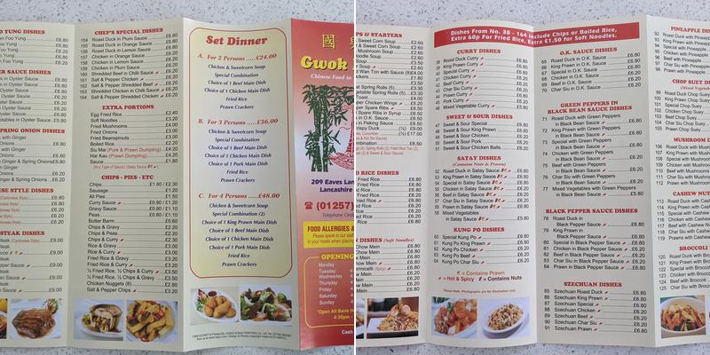 Gwok Hing English & Chinese Takeaway | Fish & Chips Menu