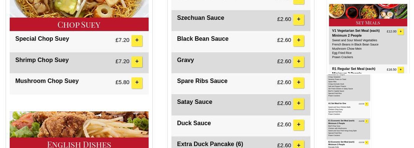 Chinatown Take Away Menu