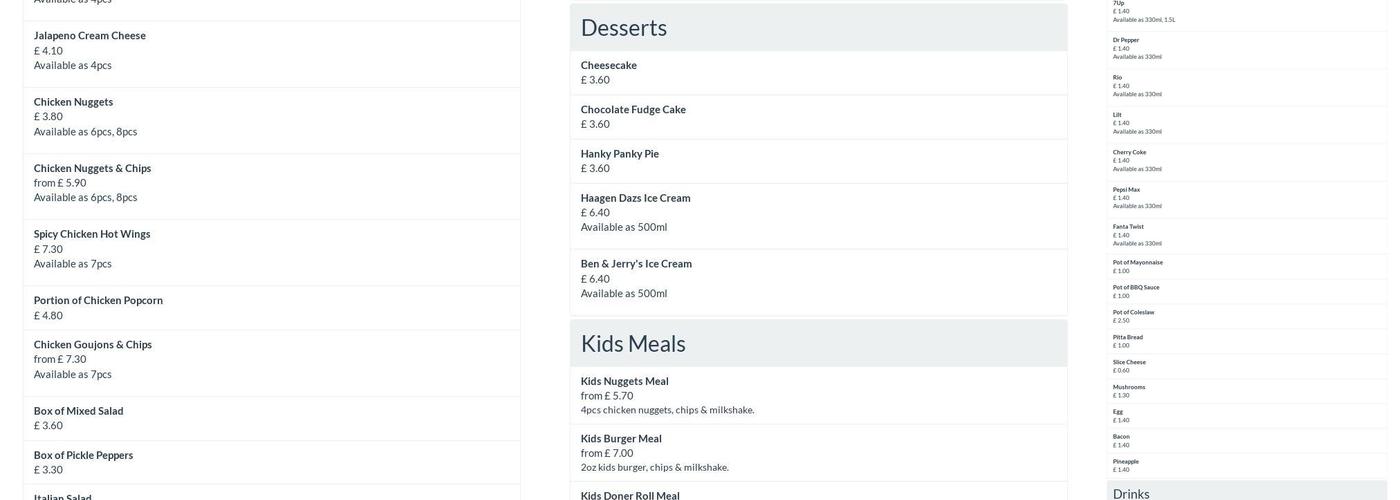 Don Ninno's Menu
