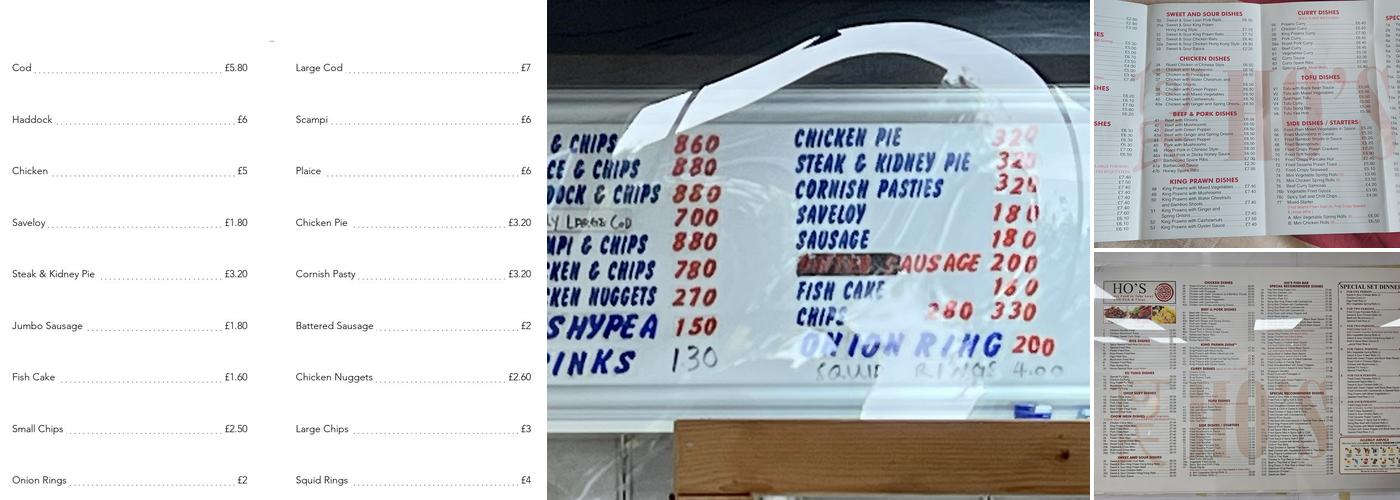 Ho's Fish Bar and Chinese Takeaway Menu