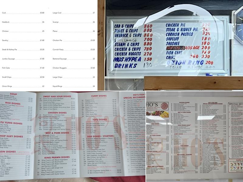 Ho's Fish Bar and Chinese Takeaway Menu