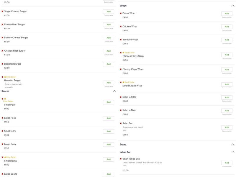 Church Gresley Fish Bar Menu