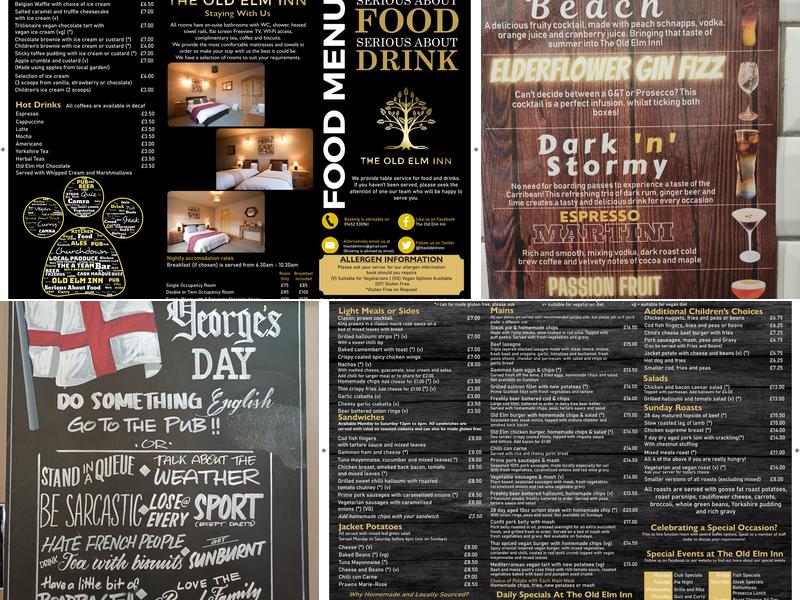 The Old Elm Inn Menu