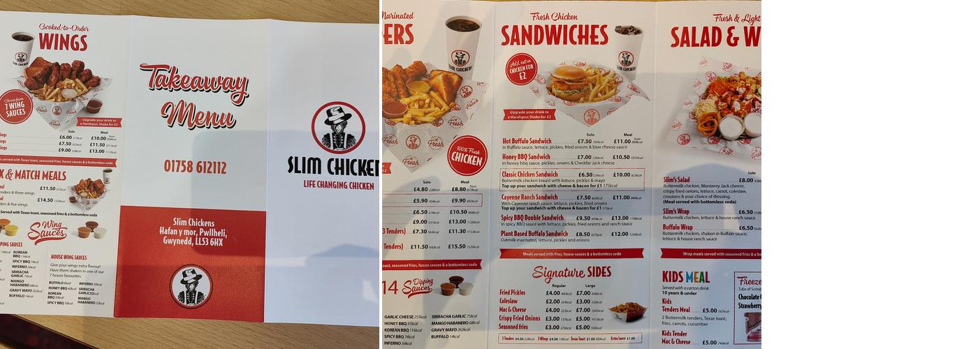 Slim Chicken Menu