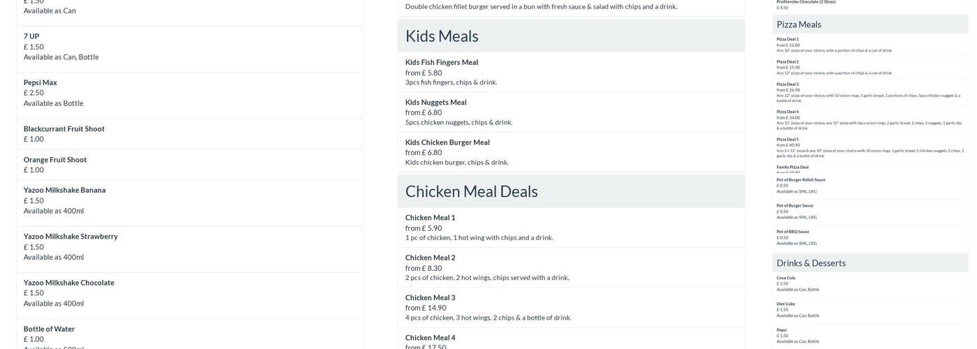 Pick a Pizza Cinderford Menu