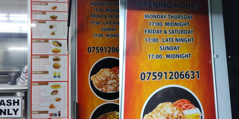 Ali's Kebab Van Cirencester Menu