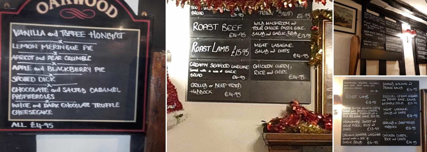 The Oakwood Inn Menu