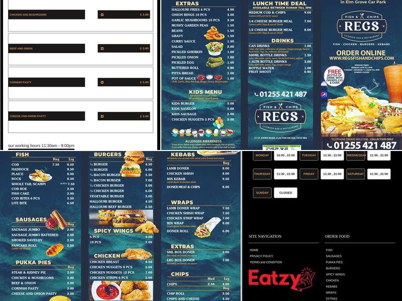 Reg's Fish & Chips Menu