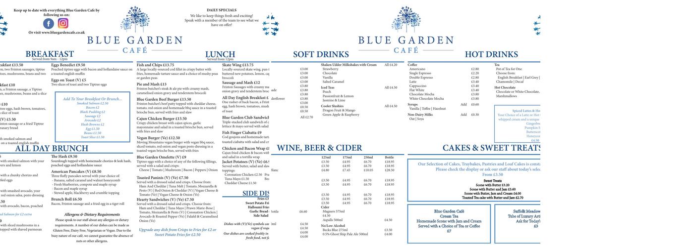 Blue Garden Café Menu