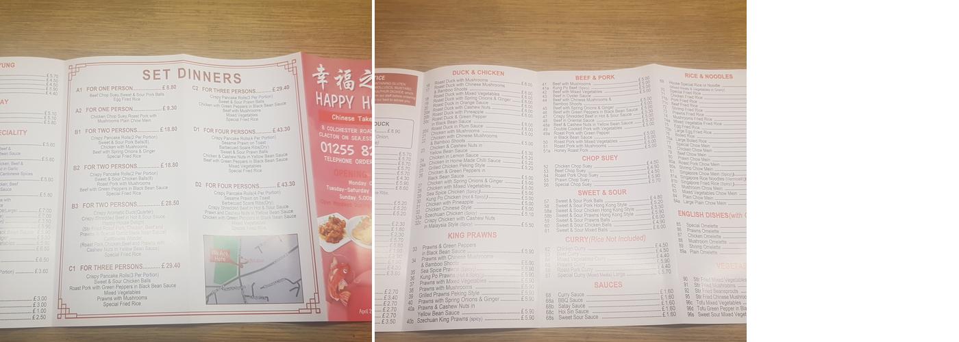 Happy House Chinese Menu