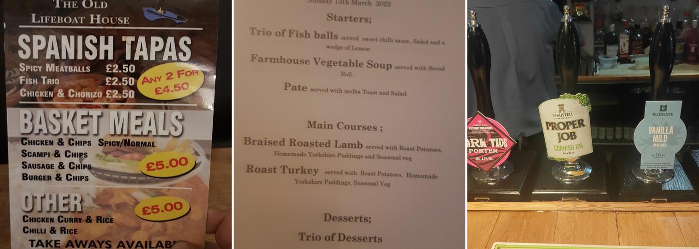 The Old Lifeboat House Menu